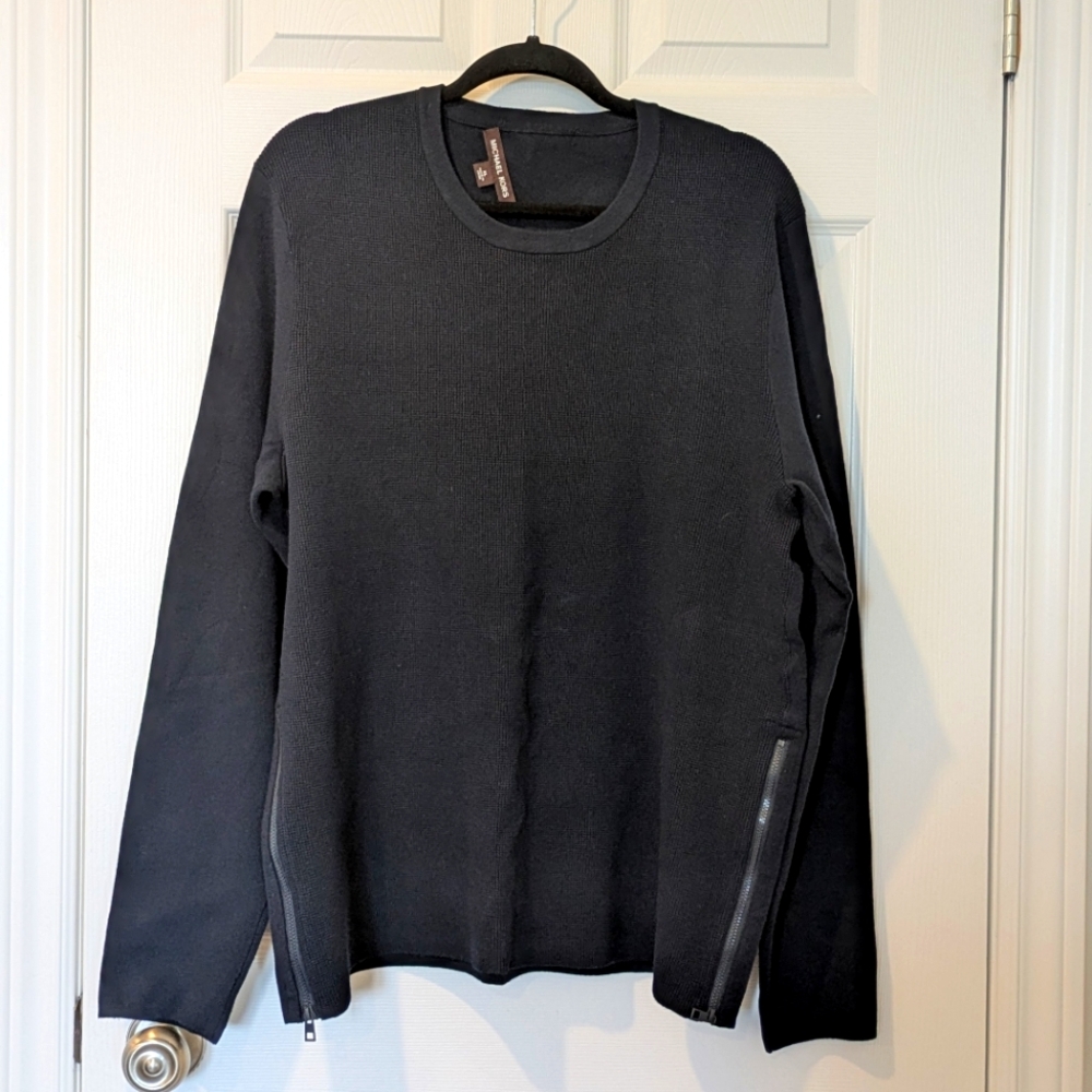 Michael Kors Navy Long Sleeve Sweater with Zipper Detail